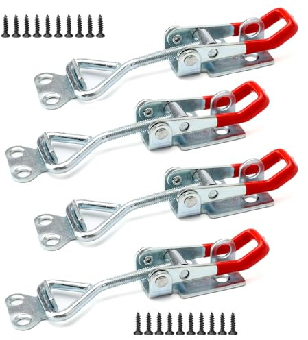 Spannverschluss Edelstahl, 4 Stück Kniehebelspanner, Kistenverschluss Edelstahl mit Verschlussloch Mit 16 Stück Schrauben, Hebelverschluss Spannverschlüsse für Kisten Schrank Schublade Tür Fenster