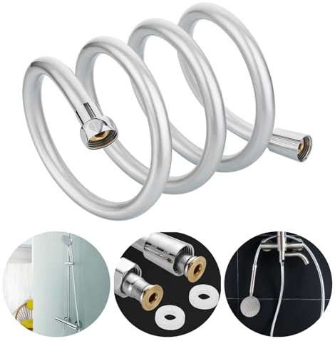 Duschschlauch Brauseschlauch 1,5m Shower Hose Winkel Tollte Wasserhahn Schlauch Dusche Brause 150 Duschkopf Verlängerung, Chrome (G1/2)