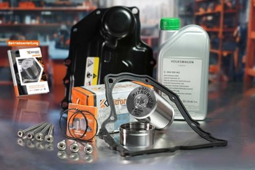 KITRONIC Druckspeicher Reparatursatz DQ200 für DSG, 7-Gang-Mechatronik Trockenkupplungsgetriebe 0AM kompatibel mit VW | Montageschlüssel, Dichtung, Ölwanne & 1L Öl, Alu Schrauben | YMZ111
