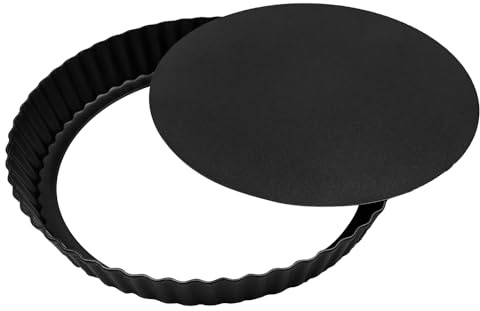 Namvo Plat à Quiche 20 cm, Moule à Quiche et Moule à Tarte de Haute qualité, Plat à pâtisserie en Acier au Carbone antiadhésif avec Base Amovible, Plat à Quiche Profond Rond cannelé