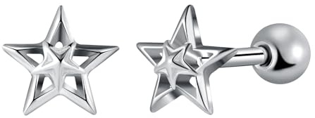 Yumilok Edelstahl Herren Ohrringe Creolen Ohrstecker Damen Stern Ohrstecker Pentagramm Barbell Knorpelohrringe Piercing Huggie