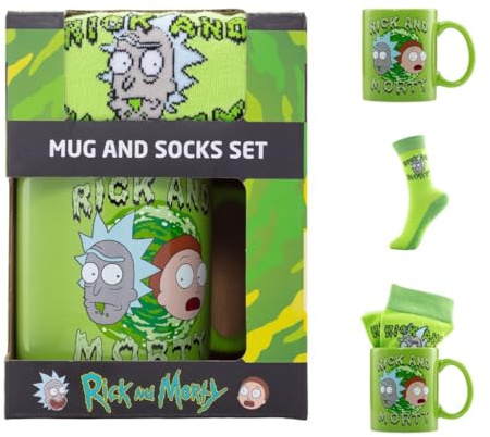 Pyramid International Rick and Morty Tassen- und Socken-Set – lustiges Rick and Morty-Design, inklusive passenden gemütlichen Socken, langlebig und mikrowellengeeignet, tolle Wahl für