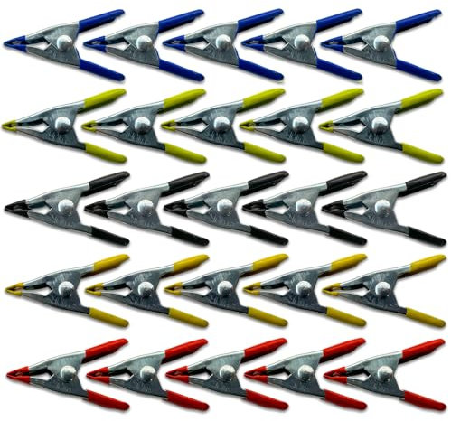 25 piezas Abrazadera de Resorte Revestida de Goma, Pinzas Grandes para Sujetar Toldo, Versátiles Abrazaderas Metálicas en Colores Variados, Ideal para Sujetar, Asegurar y Sostener con Seguridad