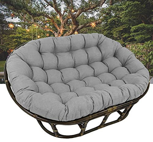 Doppeltes Papasansesselkissen mit Bändern, Hängematte, Stuhlkissen, für Außenbereich, Terrasse, Garten, Schaukel, Stuhlkissen, Grau, 170,2 x 119,4 x 15,2 cm