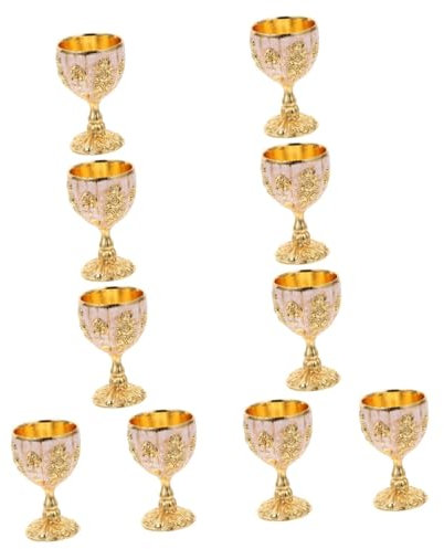 Ciieeo 10 Pcs Zinc Alloy Goblet Cups European Style Wine Challice for Ladies and Delicate Tableware