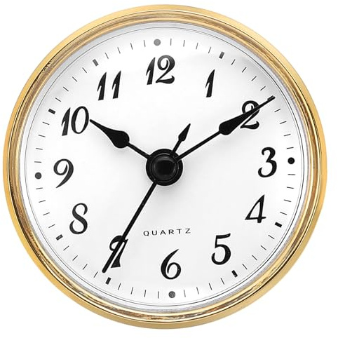 PATIKIL 2.8 70mm Quarz Uhr Einsatz Rund Quarz Uhrwerk Miniatur Uhr Mini Arabisch Ziffern Uhr Passform 61mm/2.4 Durchmesser Loch für Ersatz Haus Stil 20 Weiß/Gold Ton
