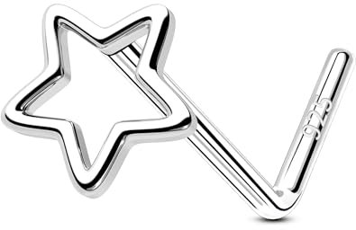 OUFER 20G Nasenring Stern Nasenpiercing Silber 925 Nasenpiercing Schmuck L-förmig Nasenpiercing Schmuck Nasenstecker Nostril Nasenpiercing Piercing Nase