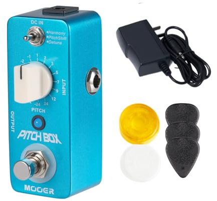 MOOER Guitar Pitch Box Harmony, Pitch Shift, Detune Pedal with Pedalboard Footswitch Toppers, Guitar Picks, 9V 300mA Netzteil