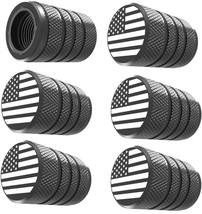 Tire Valve Stem Caps, Black, 6 pcs/Pack, Anodized Aluminum Tire Valve Cap Set, Corrosion Resistant, Universal Stem Covers for Cars Trucks Motorcycles SUVs and Bikes (Black)
