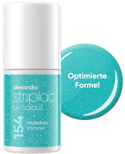 alessandro Striplac Peel-Off UV Gel Nagellack, Maledivia Shimmer, 6,5ml | Hochpigmentierter UV Gel Nagellack, bis zu 15 Tage Halt, kratzfest, acetonfrei & abziehbar, HEMA-frei & vegan