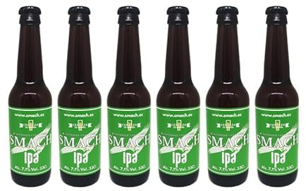 SMACH Cerveza Artesana IPA Pale Ale – 7,1% Vol, 330 ml – Amargor Intenso con Notas Afrutadas (Pack 6)