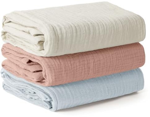 Peepeemax Baby skötfilt för nyfödda, stor muslinduk, 100 x 100 cm, mjuk, ventilerande bomull, muslinfilt, swaddle filt för pojkar och flickor, 3 stycken (Rosa)
