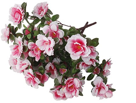 OUOULAJY 2 mazzi di fiori artificiali di azalea finta, bouquet per matrimoni, decorazione per la casa, rosa