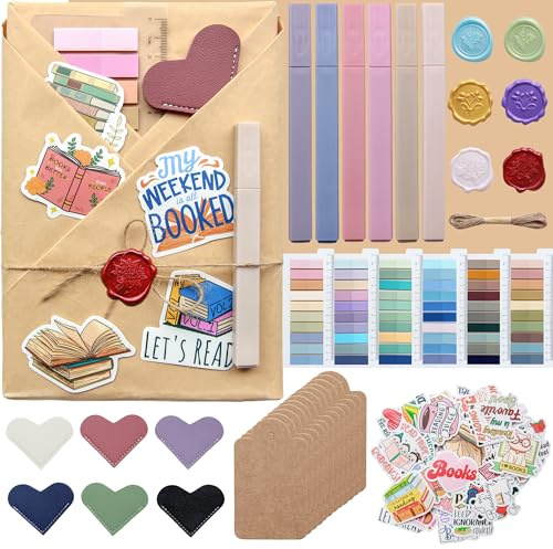J6&H6 6 Set Blind Date with a Book Gift excluding Books,Gift Set Including Wax Seal Stickers, Index,Stickers,Kraft Paper Labels,Highlighters,Kraft Paper Perfect for Literary Gifts (Ordinary)