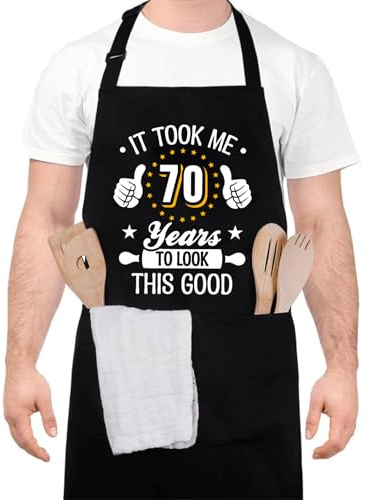 ViEinkaufen 70th Birthday Gifts for Men,Funny Aprons with Pockets for Men