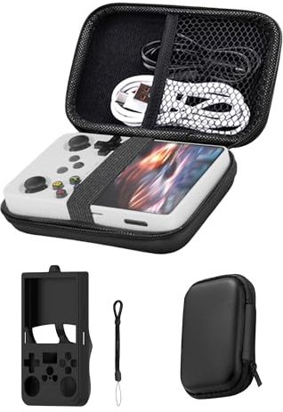 daunke Storage Case for R36MAX Retro Handheld Game Console, with Lanyard + Game Console case,Waterproof,Shockproof,Anti-Scratch, Easy to Use and Carry,Case Only (Black)