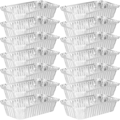 BESPORTBLE Lot de 50 Boîtes en Aluminium Jetables sans Couvercle, Récipients Alimentaires Pratiques pour Barbecue et Cuisson, Moules à Gâteaux Résistants, pour Rôtir Viandes, Poissons et