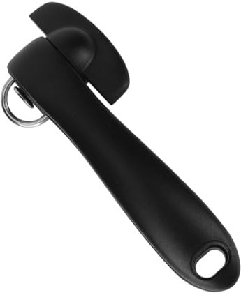 Borde Liso Abrelatas de Seguridad, Borde Liso Abrelatas Manual y Mango Ergonómico Práctico Hogar Accesorio para Conservas (Negro)