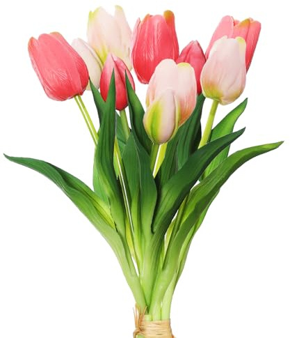 SUPRROW Tulip Blumenstrauß Kunstblumen Wie Echt,künstliche Latex-Tulpen, Blumensträuße,Tischarrangements Perfekte Deko für Frühling