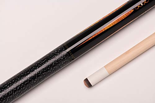 CUEL BE0-053 Billard-Queue für Poolbillard, 2-teilig, mit Klebeleder, Vollholz-Oberteil, Leinen-Griffband, 5/16-18-Gewinde