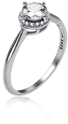 Uloveido Läckra 925 sterlingsilver solitärringar 1,54 g diamantslipad vit kubisk zirkon rektangel ihålig förlovningslöfte vigselring för kvinnor flickor (storlek J L O Q S) LJ045, R1/2(59.5mm), Silver