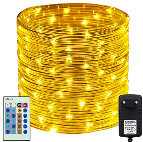 RcStarry Durchmesser 3mm Lichtschlauch Außen, 50M 500 LEDs Schlauch lichterkette IP67 Wasserdicht, Strombetrieben Lichtschlauch mit Fernbedienung für Innen/Außen, Garten Dekolicht - Warmweiß