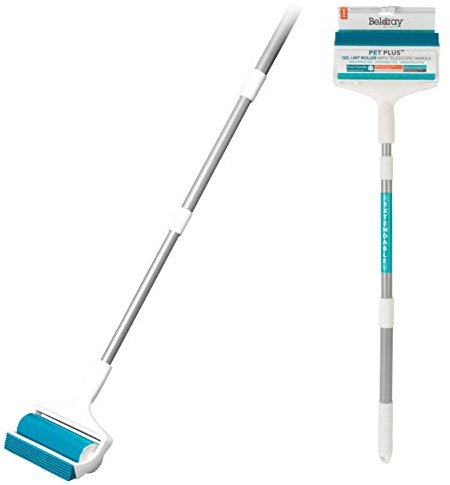 Beldray LA072573EU Pet Plus+ Rouleau Anti-Peluche en Gel TPR, Manche Télescopique, Lavable et Réutilisable, Raclette Intégrée, Rouleau Adhésif pour Vêtements, Ramasser Poils d'Animaux
