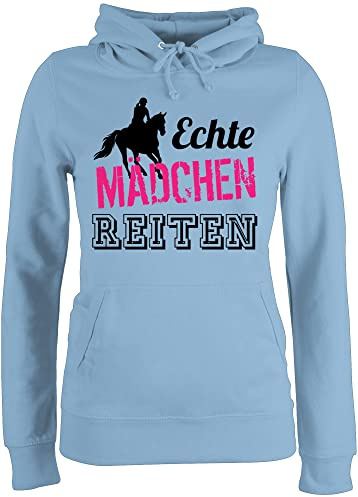 Shirtracer - Pullover Damen Hoodie Frauen - Pferde Geschenk und Zubehör - Echte Mädchen reiten Fuchsia