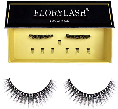 FLORYLASH® | Casual Look - Magnetische Wimpern 3 Magnete Natürlich Magnetic Fake Lashes ohne Eyeliner 3D Volumen Set Wiederverwendbar (Größe M, 28 mm breit)