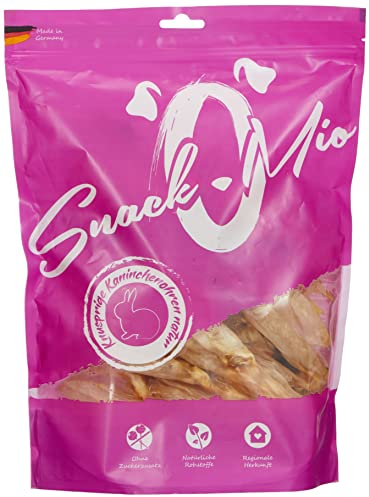 SnackOMio – Premium Hundesnack – knusprige Kaninchenohren natur, getreidefrei, 1er Pack (1 x 300g)