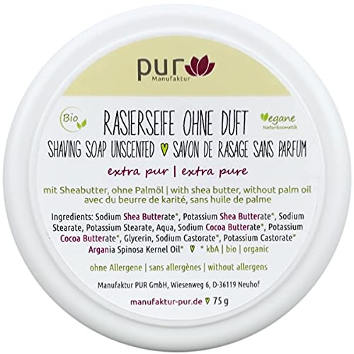 Rasierseife bio verschiedene Sorten 75 g pur Manufaktur (ohne Duft)