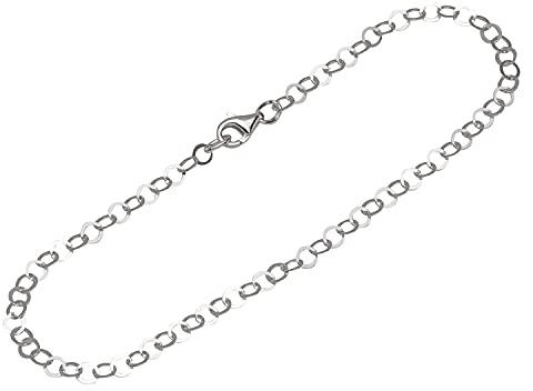 NKlaus Armband 925 Sterling Silber Ankerkette rund, Damen, 24cm, 1 Stück