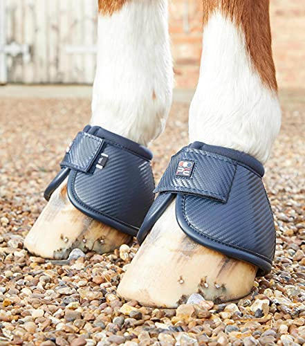 Premier Equine Hufglocken Carbon Tech Kevlar No-Turn Over Reach Boots Navy M