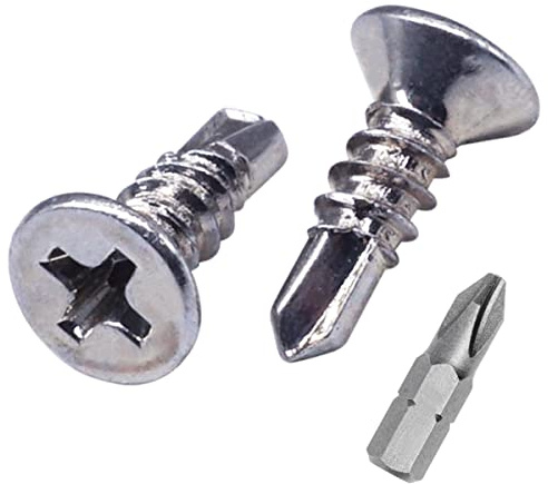 SKIR'CO (200 pièces) DIN 7504 P Vis auto-foreuses en acier zingué 3,5 x 13 mm pour métal, vis à tôle à tête fraisée