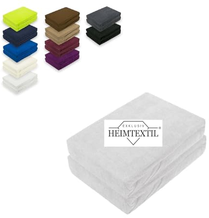 EXKLUSIV HEIMTEXTIL Doppelpack Marke Frottee Spannbettlaken Silber 90 x 200 cm