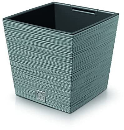 Quadratischer, moderner Übertopf, niedriger Blumentopf, für drinnen und draußen, Gartendekoration, zeitgenössisch (Beton)