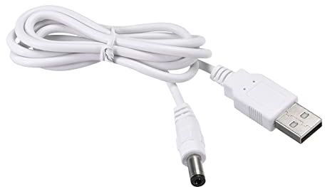 Rebower CC Alimentazione Cavo USB Maschio a Maschio Connettori Jack Presa Cavo [per CCTV DVR LED luce ] - 5.5x2.5mm/ 2A/ Bianco