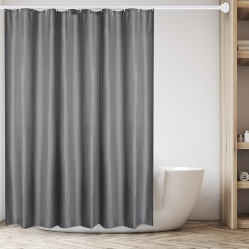 Lkw Ogechi Grau Duschvorhang 200/220/240cm Drop, Anti Schimmel und Waschbar Nasszelle Duschvorhange, Polyester wasserdichte Duschvorhang für Haus und Hotels, mit Beschwertem Saum (180x220cm)