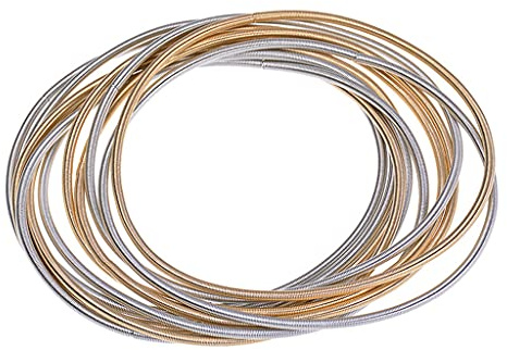 Ranuw Pulsera retráctil de resorte de alambre de acero al carbono, pulsera de resorte de cuerda, pulsera de resorte apilable, pulsera de resorte para guitarra, pulseras de resorte para niñas