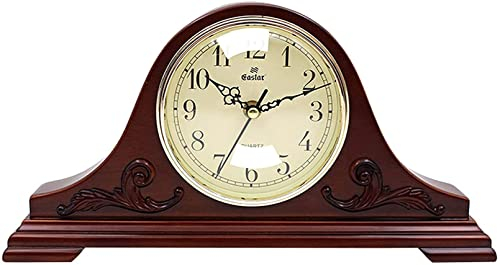 ASHILD Kaminuhr für Tischdekoration, Retro Standuhr für Kaminsims, Wohnzimmer, Schlafzimmer, TV-Ständer mit Kamin, leise Holztischuhr Kamine für Wohnzimmer 2021