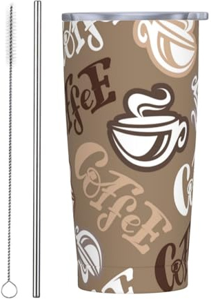 Vasos personalizados, tazas de acero inoxidable personalizadas de 20 onzas, taza de café de viaje aislada con tapa y botella de agua con pajita, regalo personalizado para familiares y amigos, letras