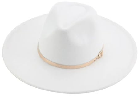 SOYNIA Fedora Trilby Filzhut Hut Hüte Für Damen Band Klassische Hochzeitshüte Für Herren Panamahut Aus Massivem Filz 56–58 cm (Erwachsene) Weiß