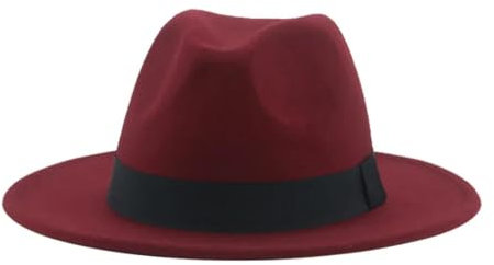 SOYNIA Fedora Trilby Filzhut Hut Hüte Für Frauen Fedora-Damenhüte Für Männer Formelle Hochzeitsdekoration Damenhut 56–58 cm (Erwachsene) Weinrot
