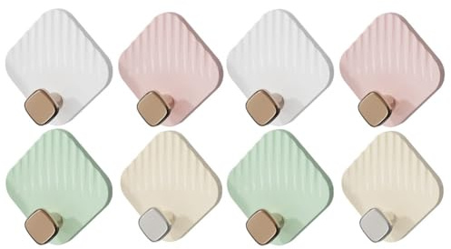 Koomuao 8 Stück Hängender Wandhaken,Selbstklebend Haken Extra Stark,10 kg (max.) Wasserdicht Klebehaken,Handtuchhalter,Wandhaken Selbstklebend für Küche Bad Wand & Decke Aufhänger (Farben mischen)