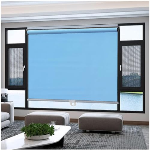 Fensterrollos, Sonnenschutzrollos, Verdunkelungsrollos Ohne Bohren, Temporäre Verdunkelungsvorhänge, Uv-Schutz/Thermo Jalousien, Springrollos,blue-55x180cm/22 * 71in