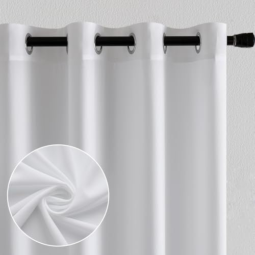 MIULEE Voile Gardinen mit ösen Vorhänge Halbtransparent Stores Vorhang Transparente ösenschal Wohnzimmer Schlaufenschal 2er Set 140x225cm Weiß