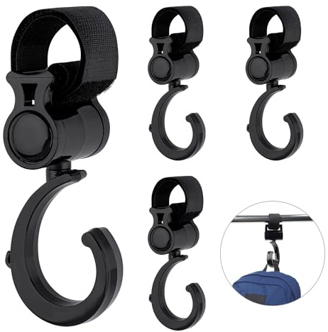 ktxaby 4PCS Buggy Clips, 360 Degree Swivel Baby Pushchair Hooks,Stroller Hooks for Rollators, Crutches, Wheelchairs, Shopping Carts, Bike Handles