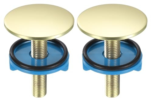 sourcing map 2pcs Kitchen Faucet Hole Cover Copper, 2 Sink Hole for 0.5-1.6 Plate Cover Stopper Cover Blanking Tap Hole Plug for Kitchen Bathroom, Matte Gold