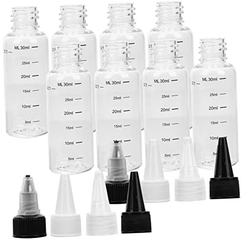 OKUMEYR 8pcs Squeeze Bottles Scale 30ml Refillable Small Squeeze Bottles for Essential Oils and Sauces Jelly Water and Oil Caps for Diy Liquid Dispensing