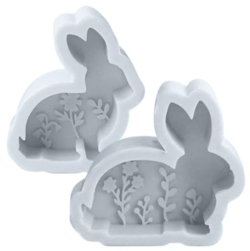 2 Stück Hasen Kerzenformen, Osterhase Silikonform, Ostern Hasen Gips Gießen Formen, Ostern Schokoladenformen, Ostern Süßigkeitenformen Tier Kerzenform, Frühlings Silikon Ornament Formen